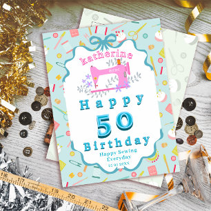 Cartão Postal Máquina de Costura de Aniversário de Costureira Az