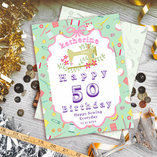 Cartão Postal Máquina de Costura de Aniversário de Costureira Ro