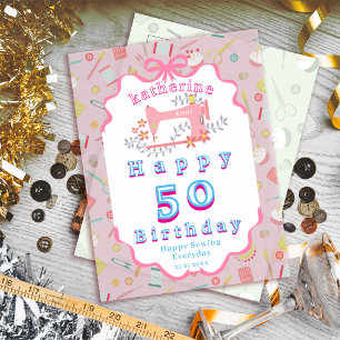 Cartão Postal Máquina de Costura Rosa de Aniversário para Costur