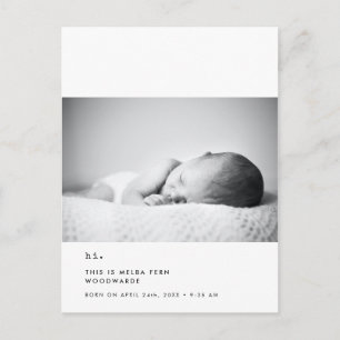 Cartão Postal Máquina de escrever minimalista Olá novo bebê foto
