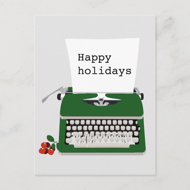 Cartão Postal Máquina de escrever retrógrada e design de papel (Frente)