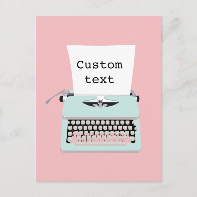 Cartão Postal Máquina de escrever retrógrada e design de papel (Frente)