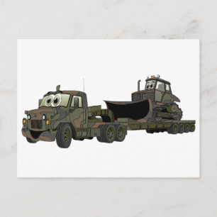 Cartão Postal Máquina Militar Semi Escavadeira Prancha Cartoon
