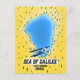 Cartão Postal Mar de Galileia pôster de mapa de Israel