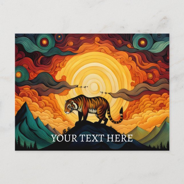 Cartão Postal Mar de Nuvens Tiger - Pintura de Abstrato Sunset (Frente)