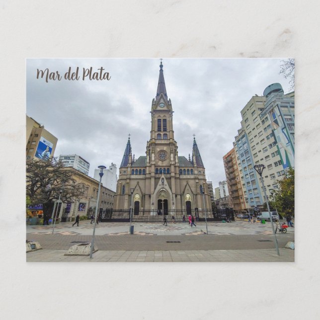 Cartão Postal Mar del Plata, Argentina, Basilica Los Santos (Frente)