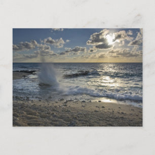Cartão Postal Mar do Caribe, Ilhas Cayman. Ondas batendo