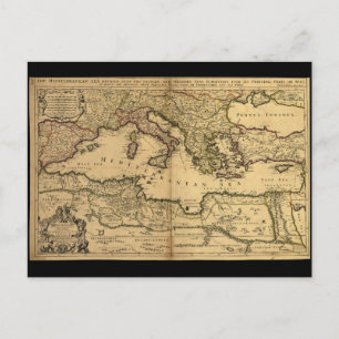 Cartão Postal Mar Mediterrâneo dividido em suas partes principai