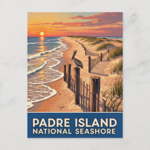 Cartão Postal Mar Nacional da Ilha do Texas Padre