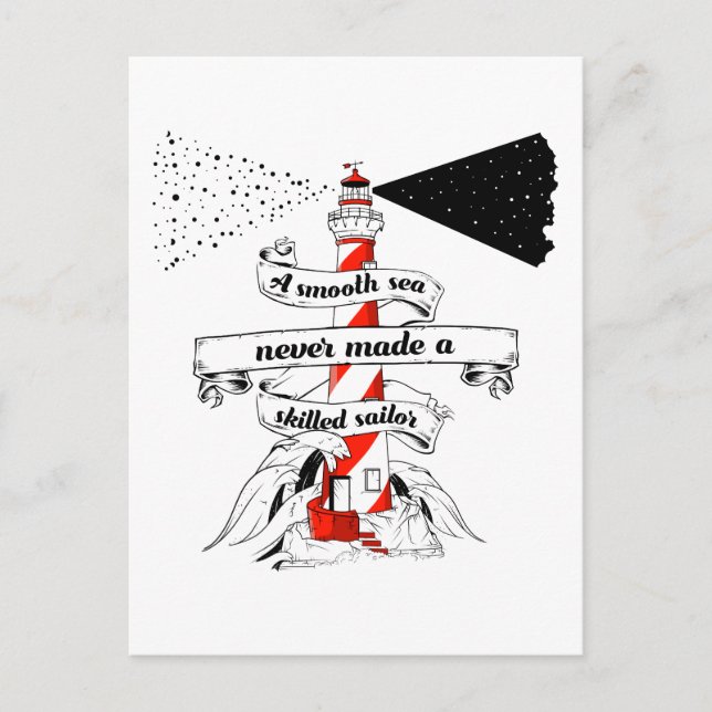 Cartão Postal Mar suave nunca fez um farol de marinheiro morto (Frente)