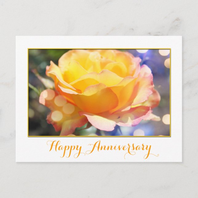 Cartão Postal Maravilhoso aniversário da flor da rosa amarela (Frente)