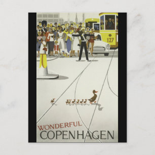 Cartão Postal Maravilhoso Copenhague Dinamarca cartaz de viagem