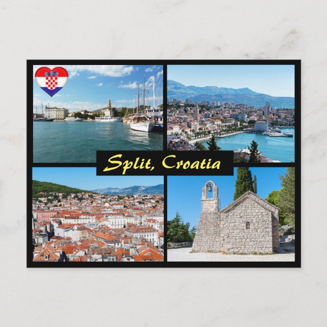 Cartão Postal Maravilhosos Pontos Turísticos de Split - Croácia, (Frente)