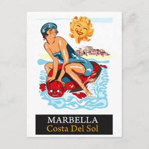 Cartão Postal Marbella, Costa del Sol, Espanha. Happy Swimmer