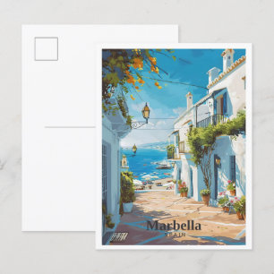 Cartão Postal Marbella Espanha Art Viagens vintage