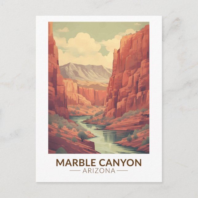 Cartão Postal Marble Canyon Arizona Viagem Arte Vintage (Frente)