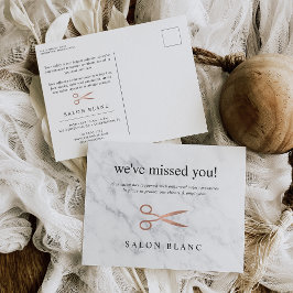 Cartão Postal Marble e Rosa Dourado | Reabertura do Hair Salon B