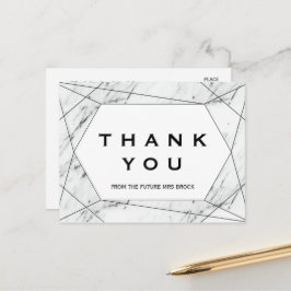 Cartão Postal Marble Geométrico Branco e Negro Obrigado