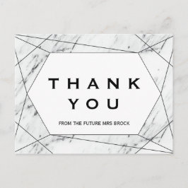 Cartão Postal Marble Geométrico Branco e Negro Obrigado