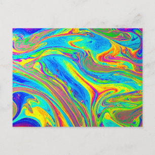 Cartão Postal Marble Rainbow Swirls Bright e Beauely