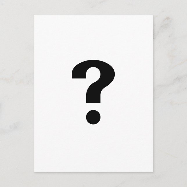Cartão Postal Marca de Interrogação Preta (Frente)