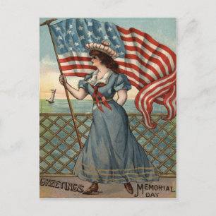 Cartão Postal Marca dos EUA Lady Liberty Ocean Sailboat