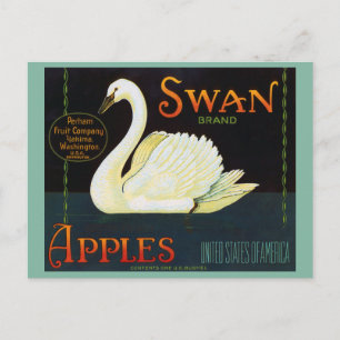 Cartão Postal Marca Swan Apples Rótulo de Taxa Estatal de Washin