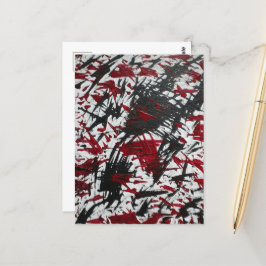 Cartão Postal Marcas Abstratas em Preto e Vermelho