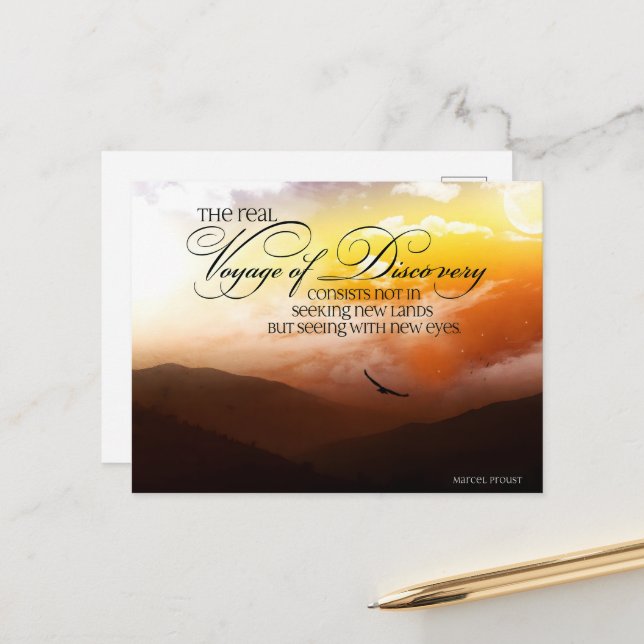 Cartão Postal Marcel Proust Inspirational Cotação "Novos olhos" (Frente/Verso In Situ)