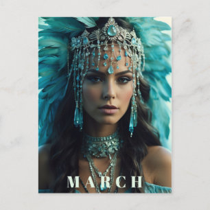 Cartão Postal *~* MARCH AP53 Headdress AQUAMARINE Boho