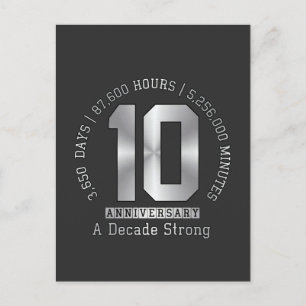 Cartão Postal Marco de 10 Anos de Aniversário - Uma Década Forte