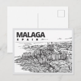 Cartão Postal Marco de Málaga Espanha desenhado à mão