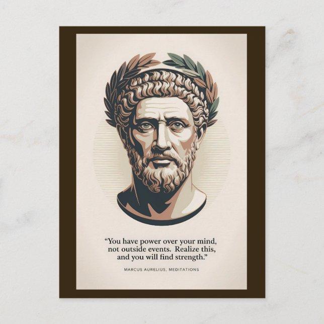 Cartão Postal Marcus Aurelius Meditations Quote Illustration Art (Frente)