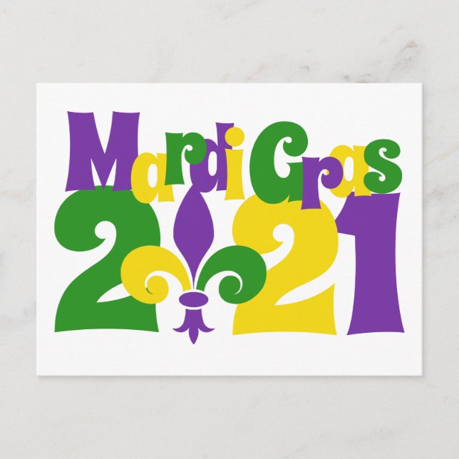 Cartão Postal Mardi Gras 2021 fleur-de-lis (Frente)
