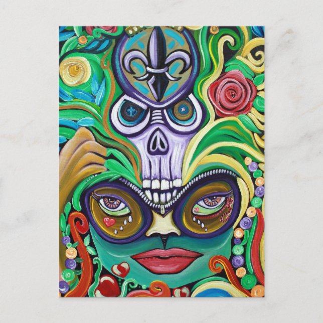 Cartão Postal Mardi Gras Art (Frente)