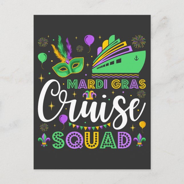 Cartão Postal Mardi Gras Cruise Squad Matching (Frente)