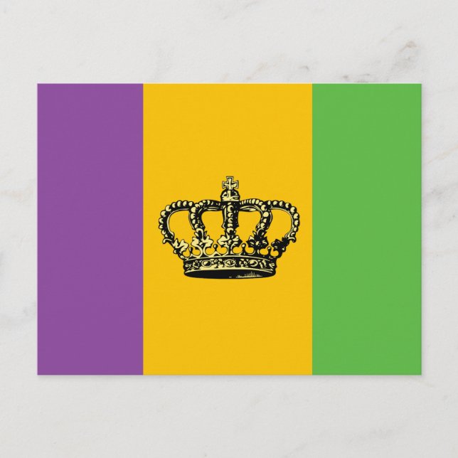 Cartão Postal Mardi Gras Flag Crown (Frente)