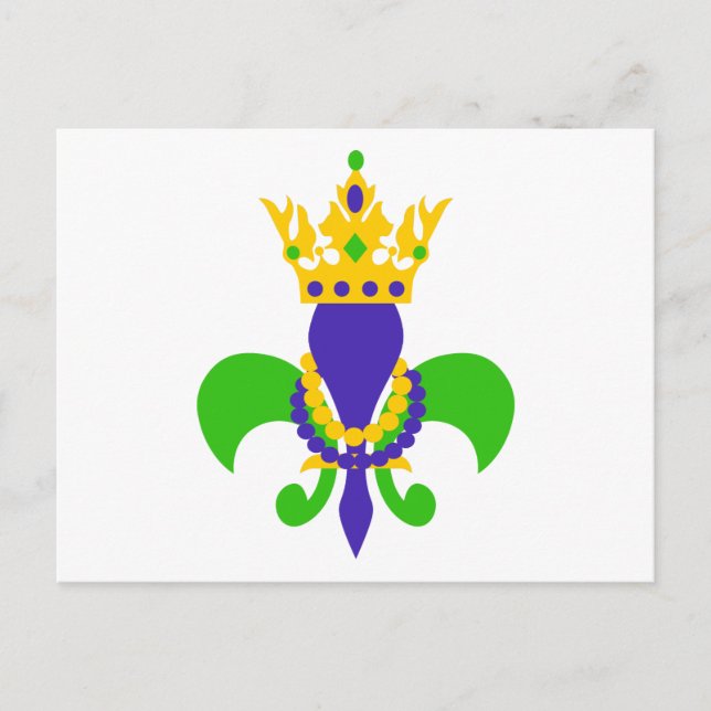 Cartão Postal Mardi Gras Fleur de Lis (Frente)