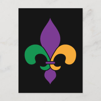 Cartão Postal Mardi Gras Fleur de Lis Black