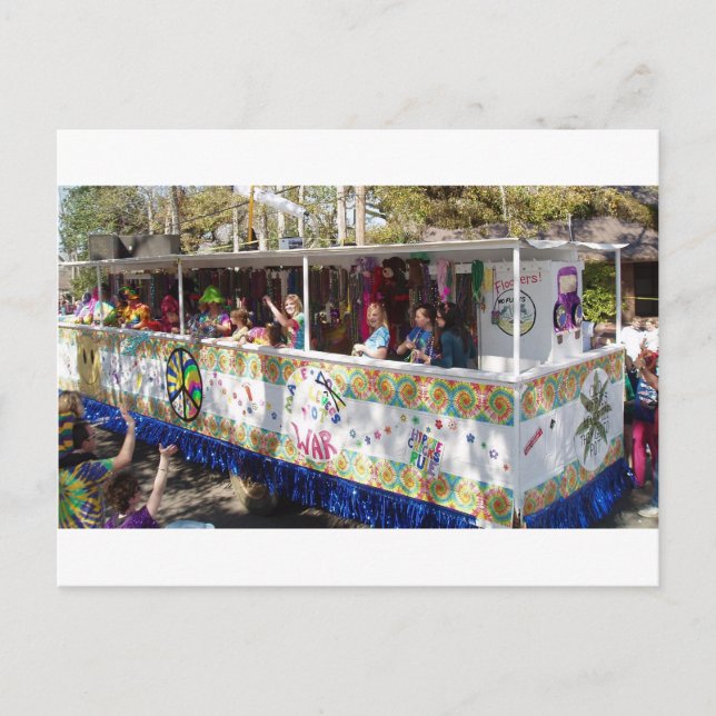 Cartão Postal Mardi Gras Hippie Float (Frente)