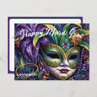 Cartão Postal 💚 💜 💛 Mardi Gras Luxuoso