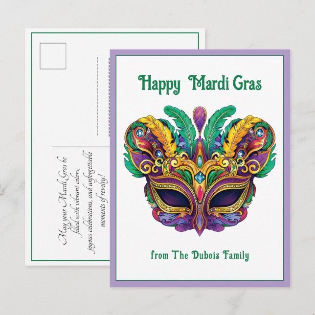 Cartão Postal 💚 💜 💛 Mardi Gras Mardi Magic Memo (Frente/Verso)