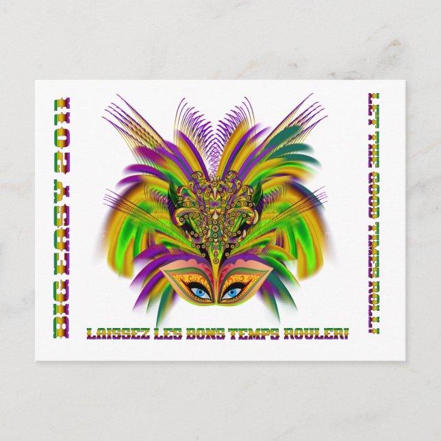 Cartão Postal Mardi-Gras-Mask-The-Queen-V-3 (Frente)