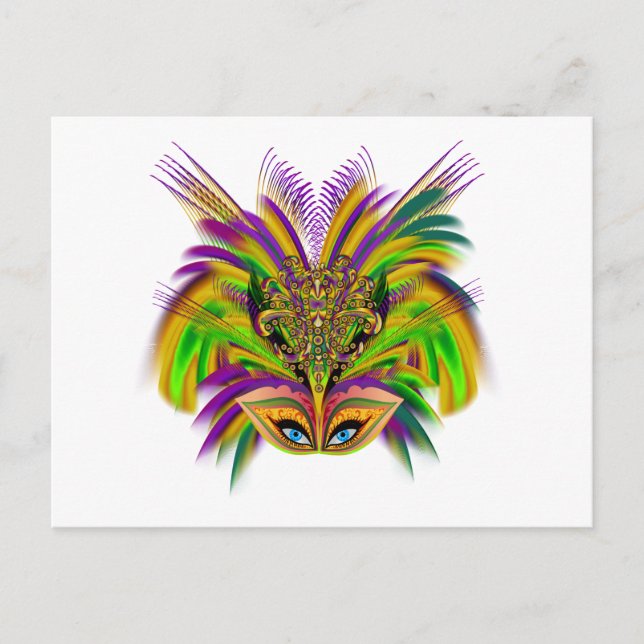 Cartão Postal Mardi-Gras-Mask-The-Queen-V-3 (Frente)