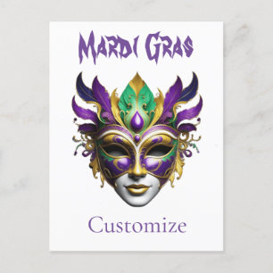Cartão Postal Mardi Gras Mask Thunder_Cove