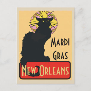 Cartão Postal Mardi Gras New Orleans Chat Noir Edit Text Poster