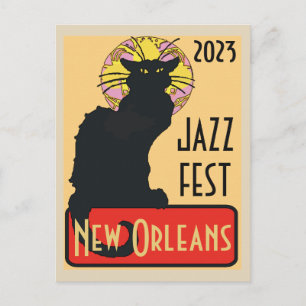 Cartão Postal Mardi Gras New Orleans Chat Noir Editar Texto Cart