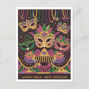 Cartão Postal Mardi Gras New Orleans Vintage