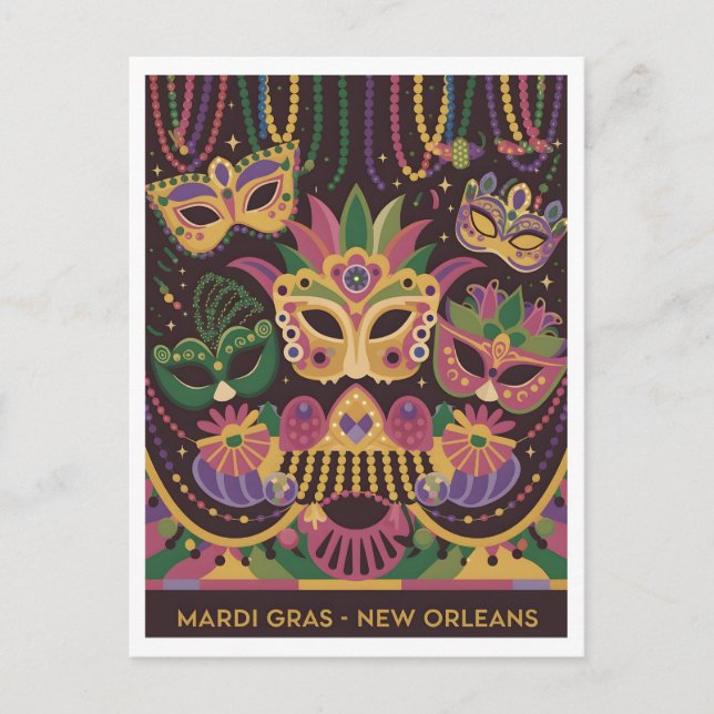 Cartão Postal Mardi Gras New Orleans Vintage (Frente)