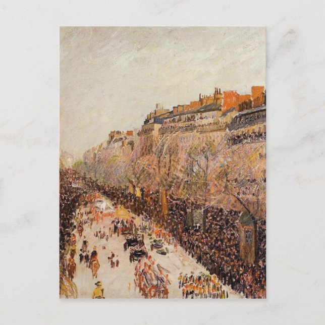Cartão Postal Mardi Gras sobre os Boulevards por Camille Pissarr (Frente)